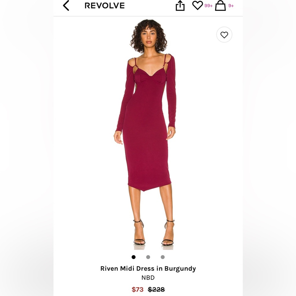 NBD Riven Midi Dress in Burgandy